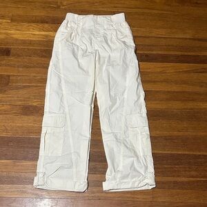 Self Esteem Junior’s High Rise Roll Up Pants, Cream, Sz Small